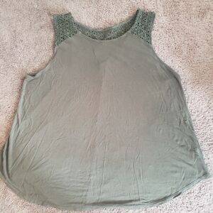 Old Navy Olive Green Crochet-Trim Tank Top XXL